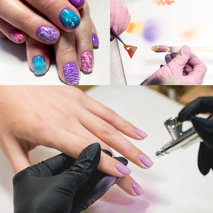 Master Airbrush Nail Decorating System - 12 Color Nail Paint Kit with Compressor, Airbrush, 100 Plus Stencil Designs and How to Airbrush Training Book