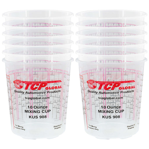 Pack of 12 - Mix Cups - 1/2 Pint size - 10 ounce Volume Paint and Epoxy Mixing Cups - Mix Cups Are Calibrated with Multiple Mixing Ratios