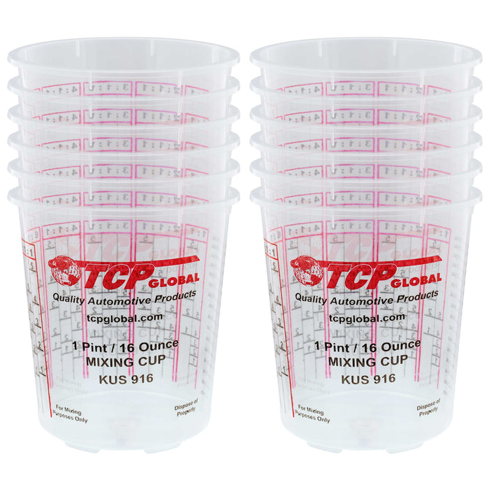 Custom Shop Pack of 12 Each 32 Ounce Paint Mix Cups with calibrated Mixing  ratios on Side of Cup