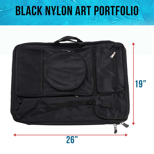 Black Nylon Art Portfolio Carry Backpack Bag, (Size: 25-1/2" x 19" x 4-3/8")