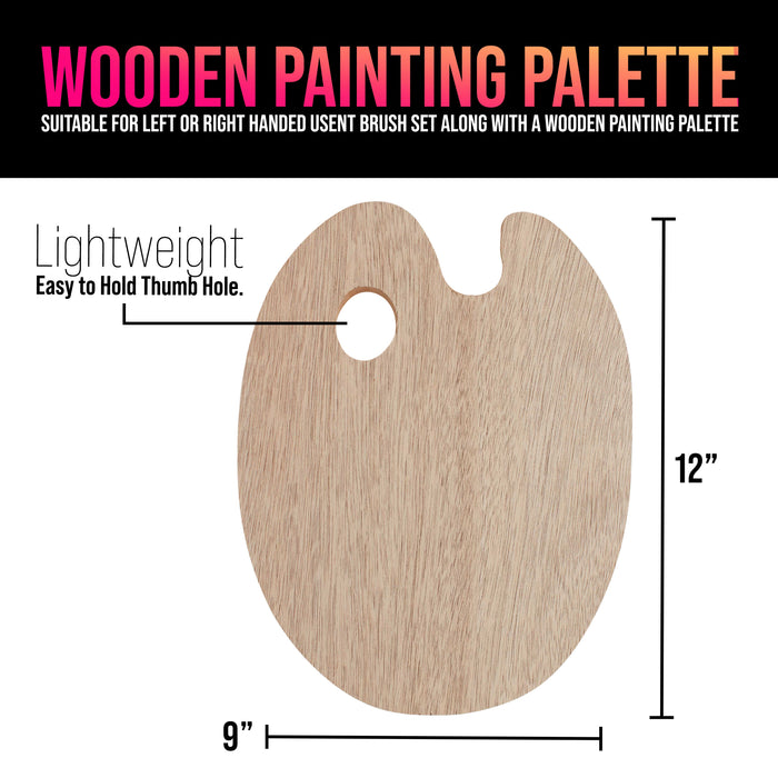 U.S. Art Supply 12-Piece Artist Paint Brush Set with 9" x 12" Wood Painting Palette - 12 Premium Round & Flat Bristle Paintbrushes - Fun Kids, Adults