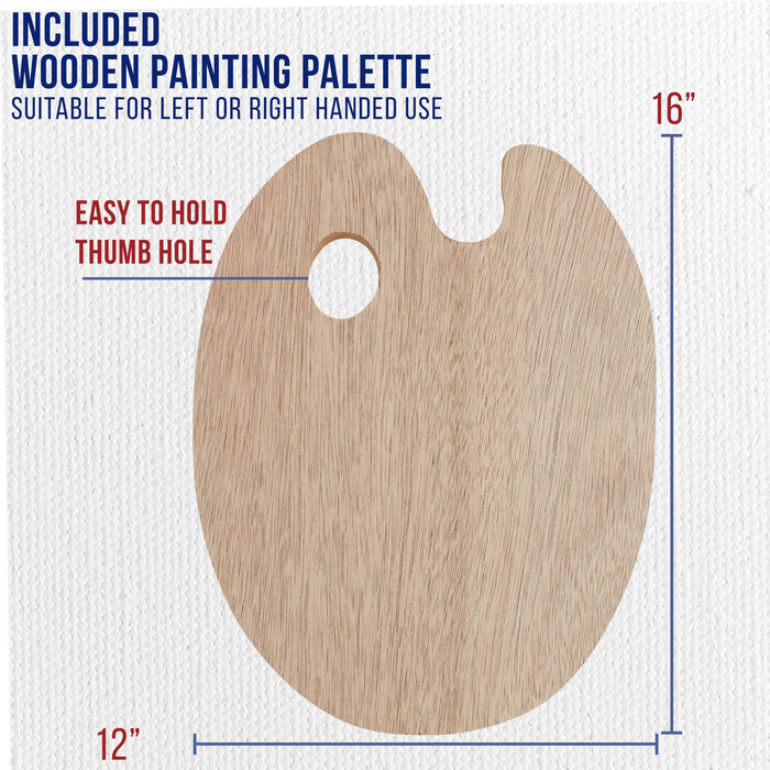 U.S. Art Supply 12-Piece Artist Paint Brush Set with 9" x 12" Wood Painting Palette - 12 Premium Round & Flat Bristle Paintbrushes - Fun Kids, Adults