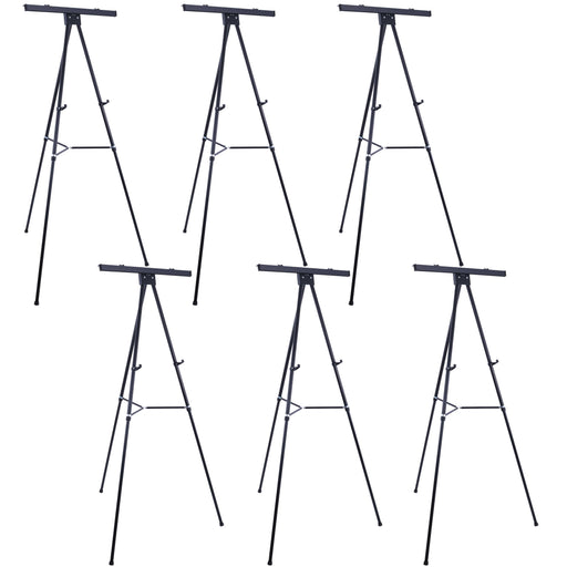 U.S. Art Supply 70" High Boardroom XL Black Aluminum Flipchart Display Easel (Pack of 6), Holds 45 lb - Heavy Duty Extra Large and Presentation Stand Adjustable Floor and Tabletop Portable Tripod, Pad