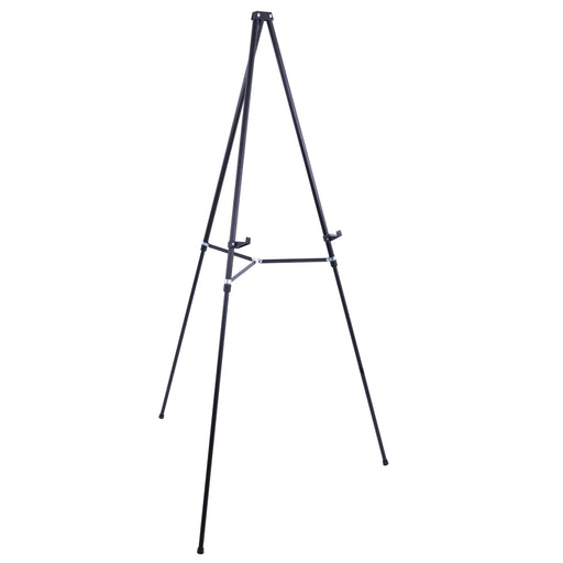 66" High Showroom Black Aluminum Display Easel and Presentation Stand - Large Adjustable Height Portable Tripod, Holds 25 lbs - Floor Tabletop Display