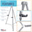 66" High Gallery Silver Aluminum Display Easel and Presentation Stand - Large Adjustable Height Portable Tripod, Holds 25 lbs - Floor Tabletop Display