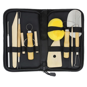 Pottery & Clay Tools Set (12-Piece) - Includes Pottery Tools, Canvas Case for Sculpting, Ceramics, and Easy Storage & Transport