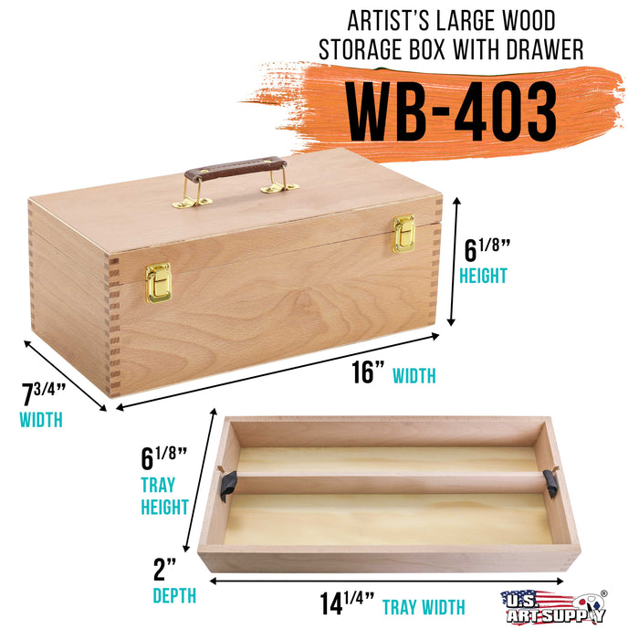 Artist Wood Pastel, Pen, Marker Storage Box with Drawer(s) (Large Tool Box)