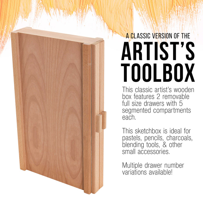 2-Drawer Artist Wood Pastel, Pen, Marker Storage Box