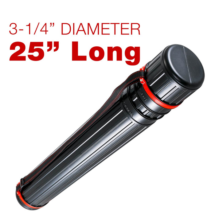 Poster Tube - Telescoping Adjustable 25" to 42" - Durable 3-1/4" Diameter Storage Tube - Art Poster Carrier Holder & Blueprint Storage Drafting Tube Travel & Protection