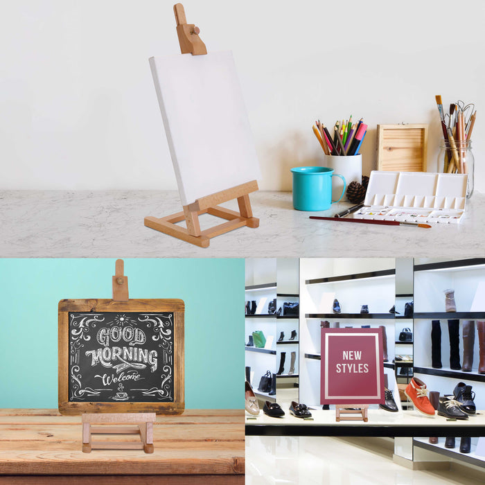 16" Mini Tabletop Wooden H-Frame Studio Easel - Artists Adjustable Beechwood Painting and Display Easel, Holds Up To 12" Canvas, Portable Sturdy Table