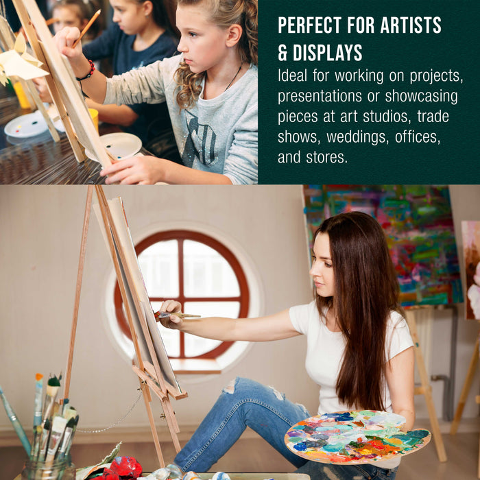 12-Pack 64" Wooden Easel Stand Tripods - Adjustable A-Frame Display, Painting, Drawing, Canvas, Photos & Signs - Lightweight Pinewood Studio Easel Adjustable Tray & 40" Canvas Capacity