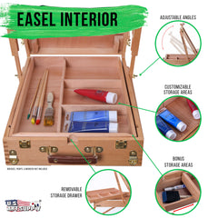 Grandink Small Box Wooden French Style Field and Studio Sketchbox Easel