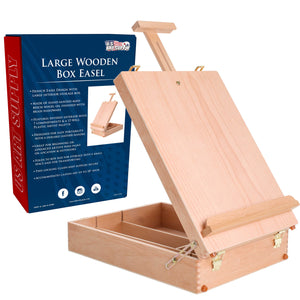 Newport Large Adjustable Wood Desktop Easel - Premium Beechwood Tabletop Drawing Easel with Storage, Paint Palette, Portable Easels for Painting, Drawing, Sketchbox