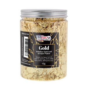 Metallic Foil Schabin Gilding Flakes, Imitation Gold 10 Gram Bottle - Metal Leaf Foil Flakes for Resin, Nails, Crafts, Painting, Jewelry, Slime, Arts and Crafts