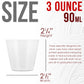 3 Oz (90 ml) Liquid Measuring Cups - Plastic Graduated Cup (100 Pack) with 25 Sticks - Reusable Mixing Cups for Paint, Craft, Kitchen, Lab, Medical Supplies, Epoxy Resin, Art