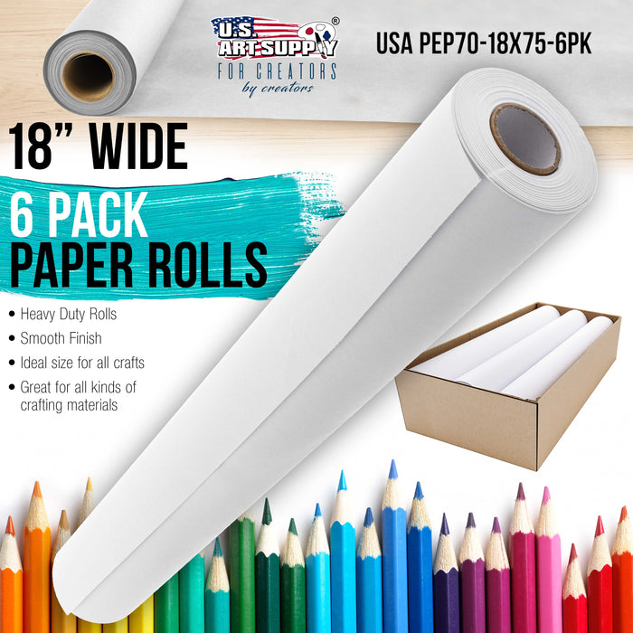 U.S. Art Supply Children's Kids Easel Arts and Crafts Paper Rolls 18" x 75' (6 Rolls)