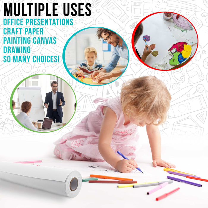 U.S. Art Supply Children's Kids Easel Arts and Crafts Paper Rolls 18" x 75' (6 Rolls)