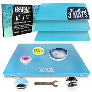 Leveling Board for Epoxy Resin & Acrylic Pouring, 16" x 12" Self Leveling Table with 3 Silicone Mats - Precision Adjustable Resin Table for Arts & Crafts Projects, Molds
