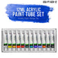 Professional 12 Color Set of Acrylic Paint in 12ml Tubes - Rich Vivid Colors for Artists, Students, Beginners, Kids, Adults - Canvas