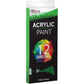 Professional 12 Color Set of Acrylic Paint in 12ml Tubes - Rich Vivid Colors for Artists, Students, Beginners, Kids, Adults - Canvas