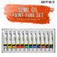 Professional Oil Paint Set - 12 Vibrant Colors in 12ml Tubes for Canvas, Wood & Art Surfaces - Oil Based Paint for Artists, Adults & Students