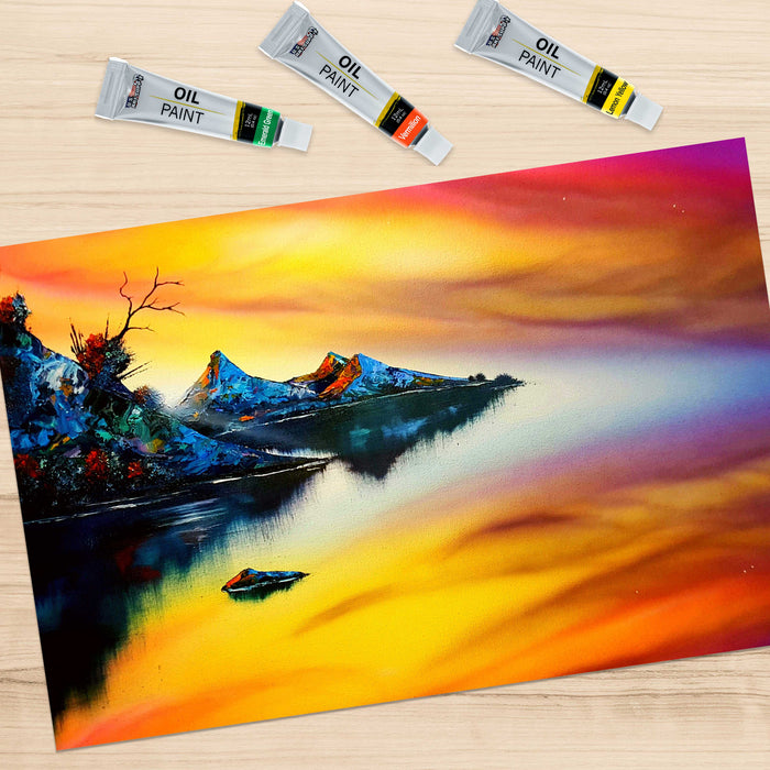 Professional Oil Paint Set - 12 Vibrant Colors in 12ml Tubes for Canvas, Wood & Art Surfaces - Oil Based Paint for Artists, Adults & Students