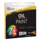 Professional Oil Paint Set - 24 Vibrant Colors in 12ml Tubes for Canvas, Wood & Art Surfaces - Oil Based Paint for Artists, Adults & Students