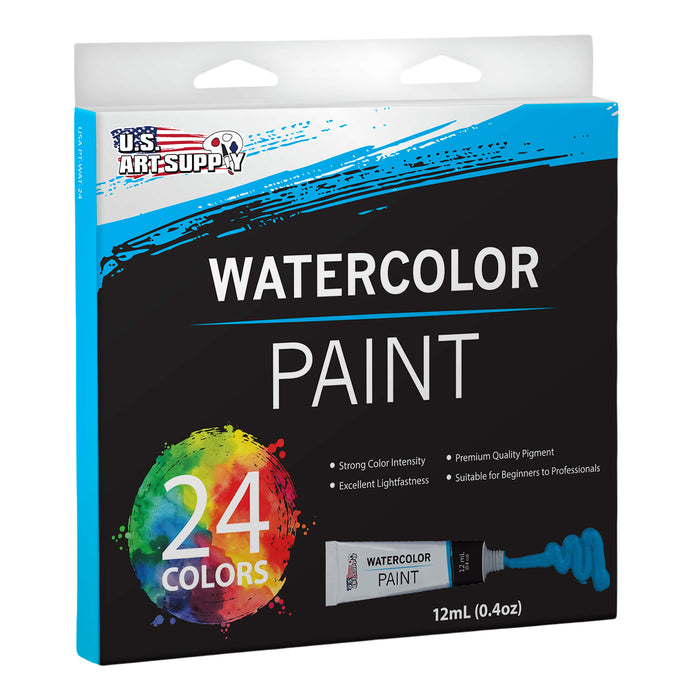 24 Color Set of Watercolor Paint In 12Ml Tubes Color Mixing Wheel — U.S ...