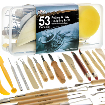 Pottery & Clay Tools Set (53-Piece) - Includes Pottery Tools, Canvas Case for Sculpting, Ceramics, and Easy Storage & Transport