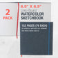 8.5 x 8.5" Watercolor Book (2 Pack, 76 Sheets Each) - 110lb (230 GSM) Linen-Bound Hardcover Artist Paper Pads - Acid-Free Cold-Pressed Watercolor Paper Pad Mixed Media