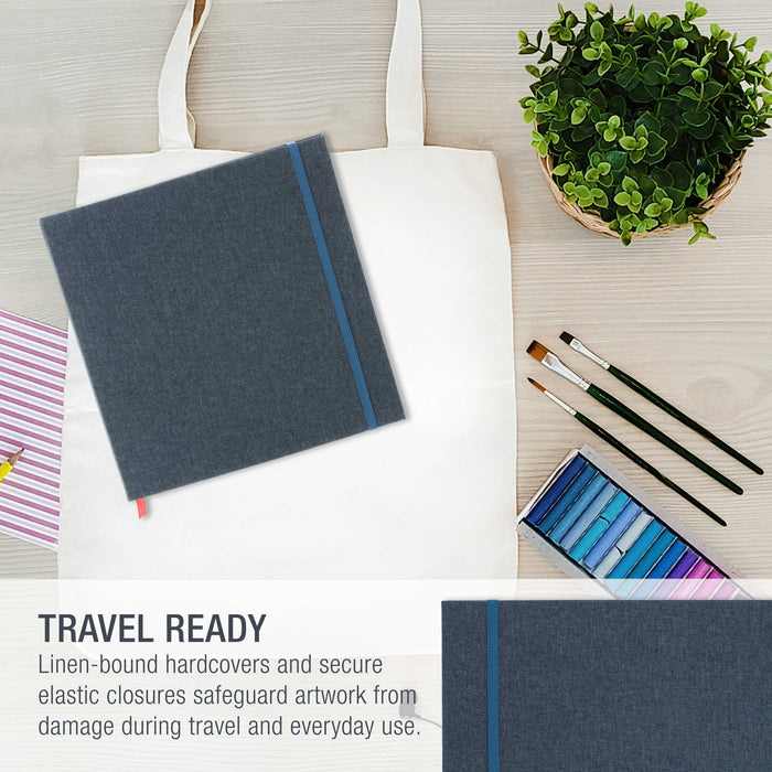 8.5" x 8.5" Watercolor Book (2 Pack, 76 Sheets Each) - 110lb (230 GSM) Linen-Bound Hardcover Artist Paper Pads - Acid-Free Cold-Pressed Watercolor Paper Pad Mixed Media