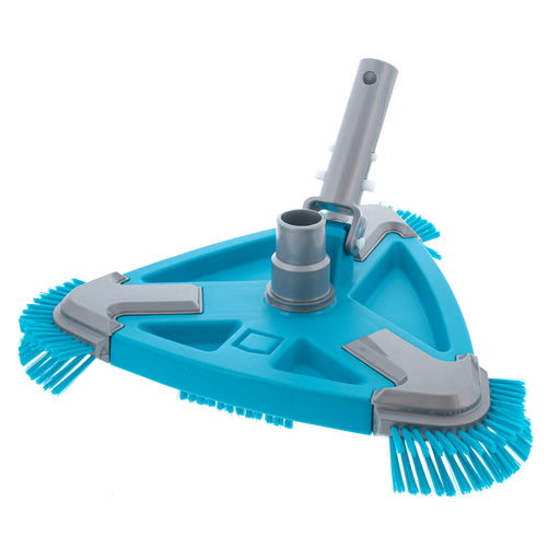 U.S. Pool Supply Deluxe Weighted Triangular Pool Vacuum Head with Side Brushes, Swivel Connection, EZ Clip Handle - For Above Ground & In-ground Pools